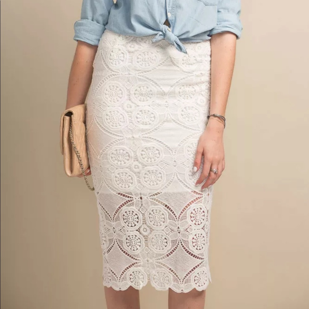 THE HANGER Lace Pencil Skirt
